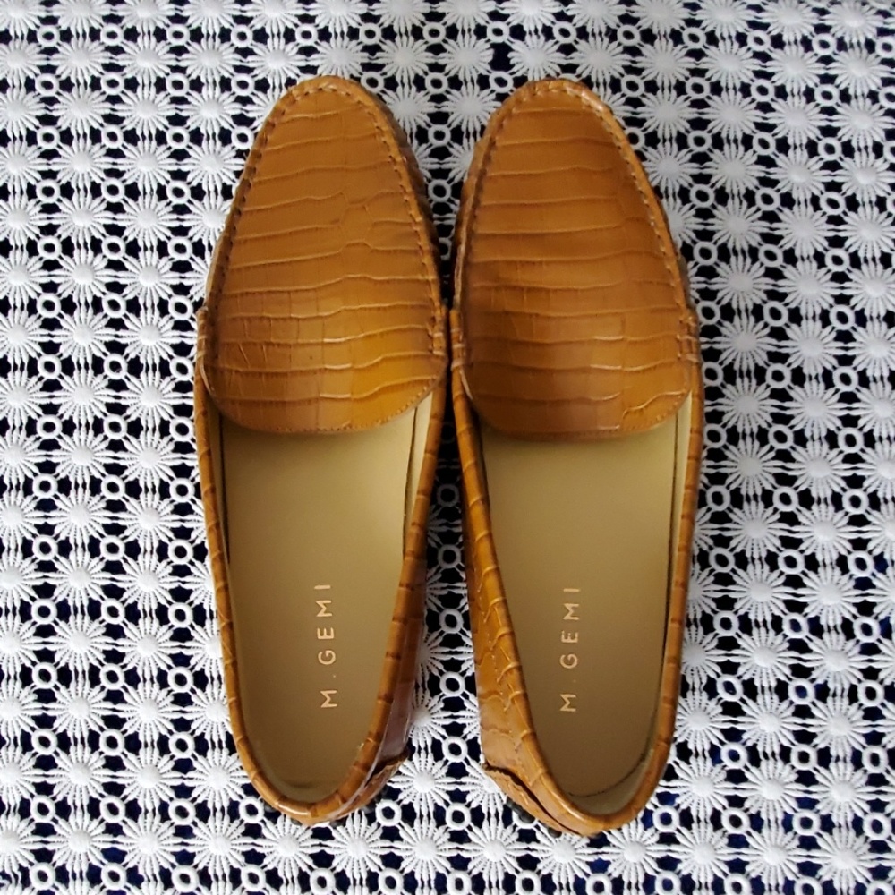 M. Gemi Designer Crocodile Loafers Size 9.5